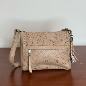 The Sak Tan Crossbody Bag with Perforated Design
